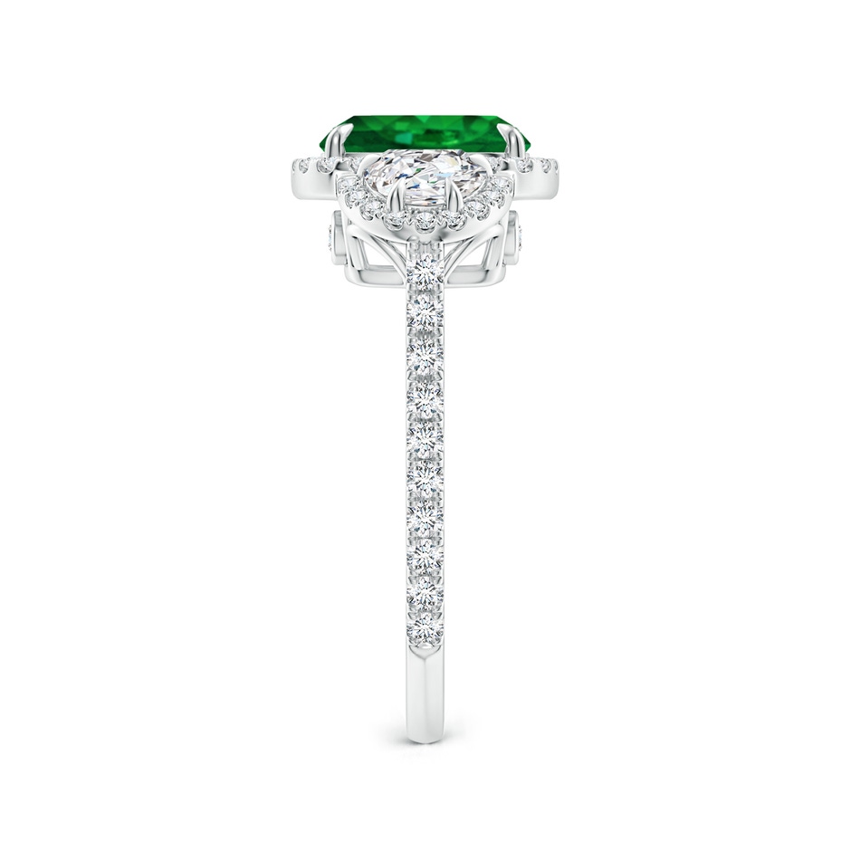8x6mm AAAA Cushion Emerald and Half Moon Diamond Halo Ring in P950 Platinum side 299