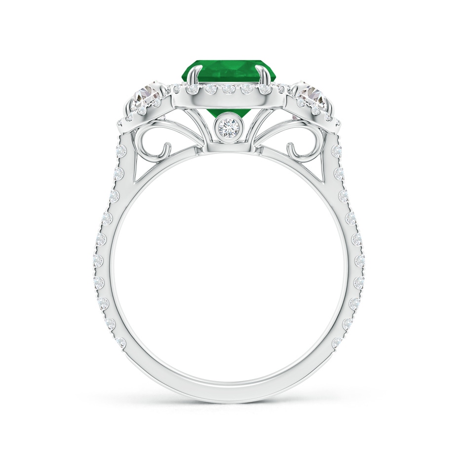 9x7mm A Cushion Emerald and Half Moon Diamond Halo Ring in P950 Platinum side 199