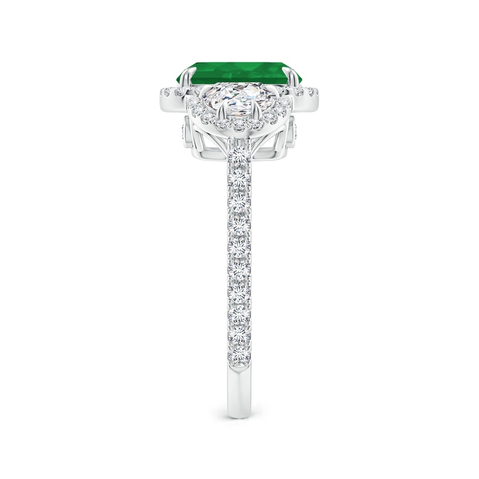 9x7mm A Cushion Emerald and Half Moon Diamond Halo Ring in P950 Platinum side 299