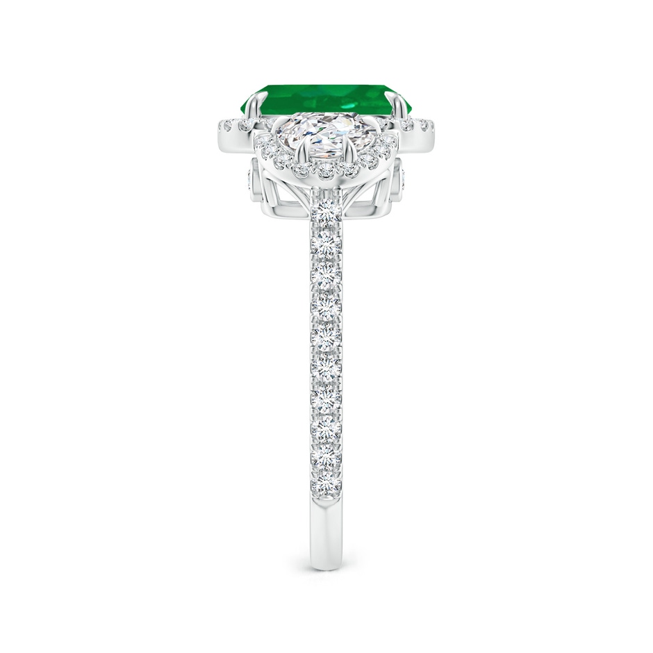 9x7mm AA Cushion Emerald and Half Moon Diamond Halo Ring in White Gold side 299