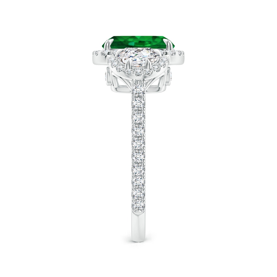 9x7mm AAAA Cushion Emerald and Half Moon Diamond Halo Ring in P950 Platinum side 299