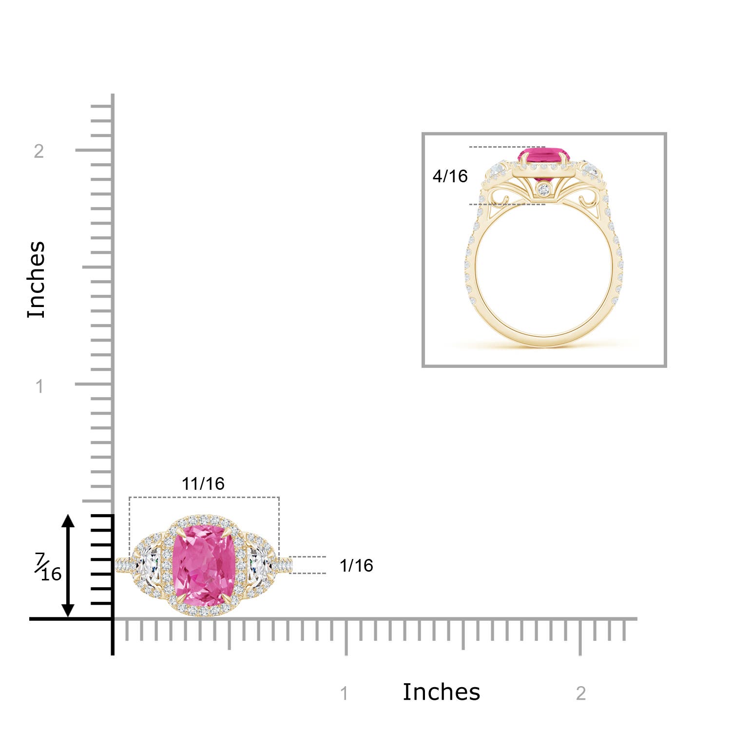 AAA - Pink Sapphire / 2.68 CT / 14 KT Yellow Gold