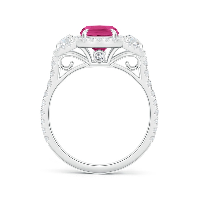 8x6mm AAAA Cushion Pink Sapphire and Half Moon Diamond Halo Ring in P950 Platinum product image
