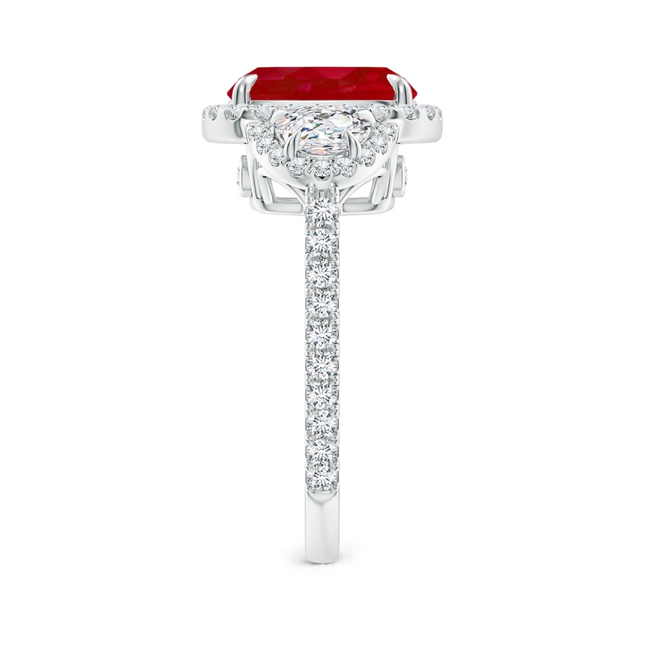 10x8mm AA Cushion Ruby and Half Moon Diamond Halo Ring in P950 Platinum side 299