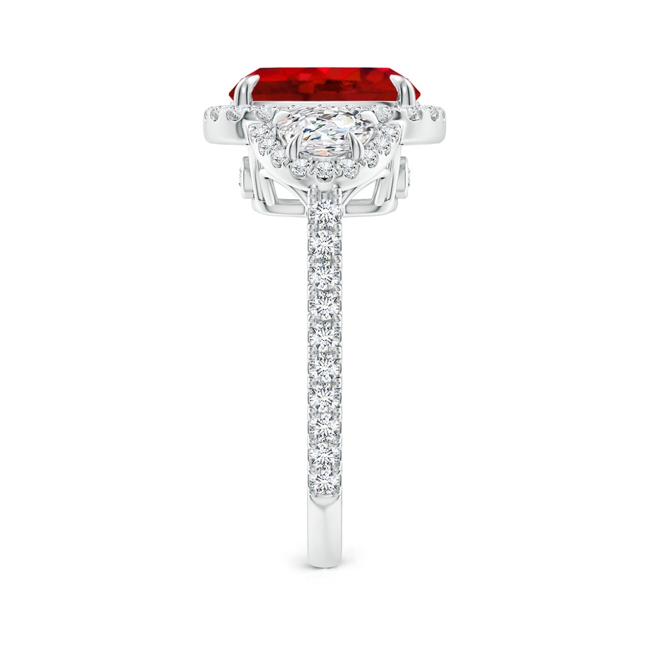 10x8mm AAA Cushion Ruby and Half Moon Diamond Halo Ring in P950 Platinum side 299