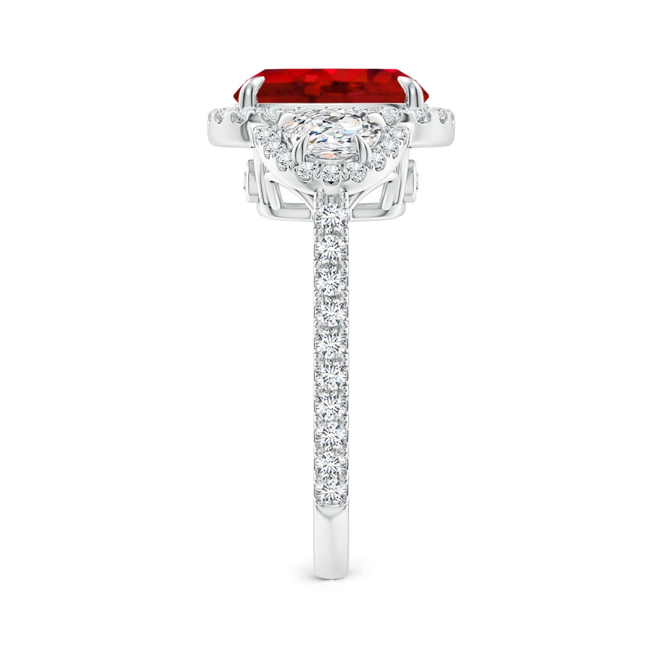 10x8mm AAA Cushion Ruby and Half Moon Diamond Halo Ring in White Gold side 299