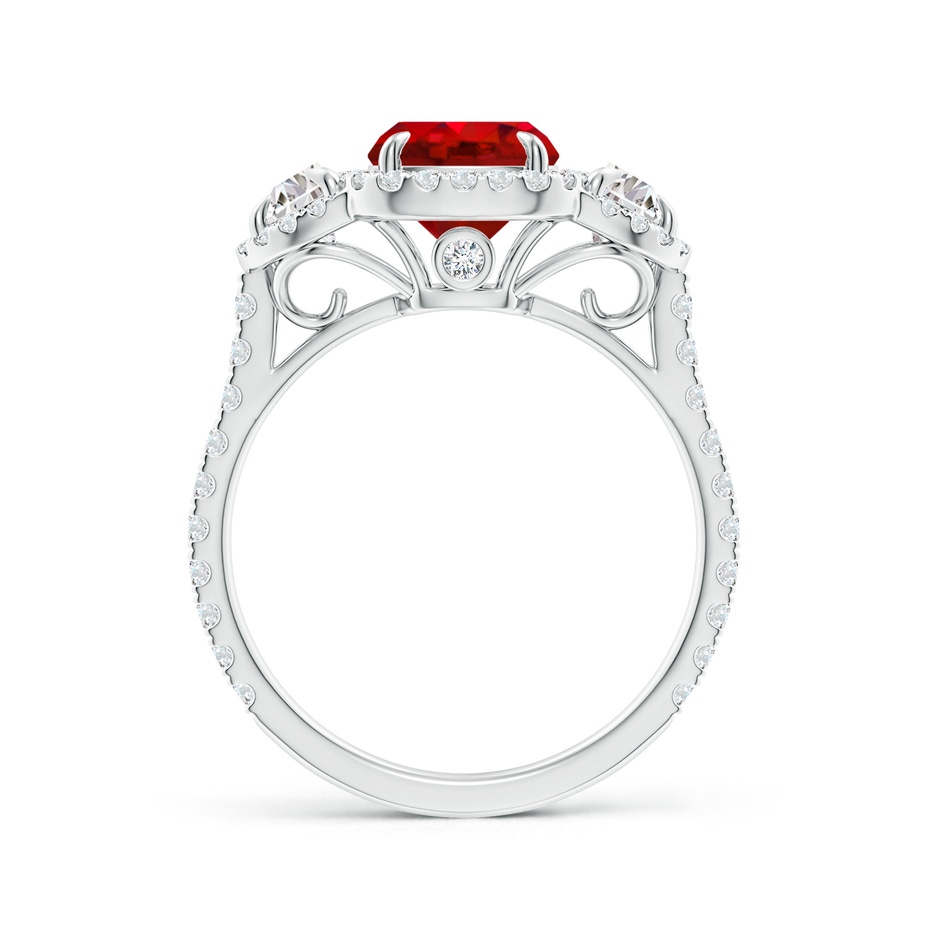 9x7mm AAA Cushion Ruby and Half Moon Diamond Halo Ring in White Gold side 199