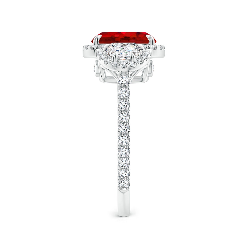 9x7mm AAA Cushion Ruby and Half Moon Diamond Halo Ring in White Gold side 299