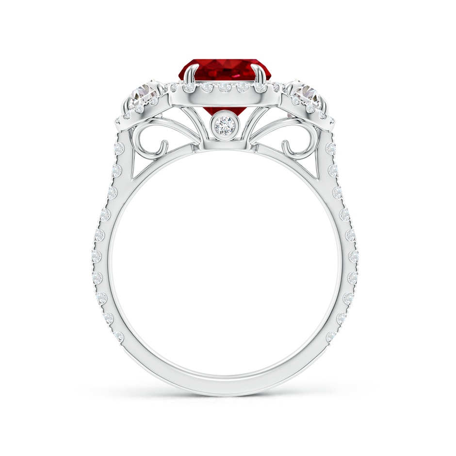 9x7mm AAAA Cushion Ruby and Half Moon Diamond Halo Ring in White Gold side 199