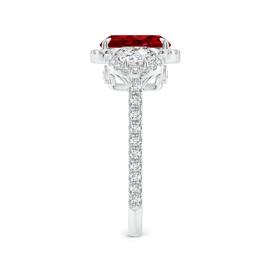 9x7mm AAAA Cushion Ruby and Half Moon Diamond Halo Ring in White Gold side 299