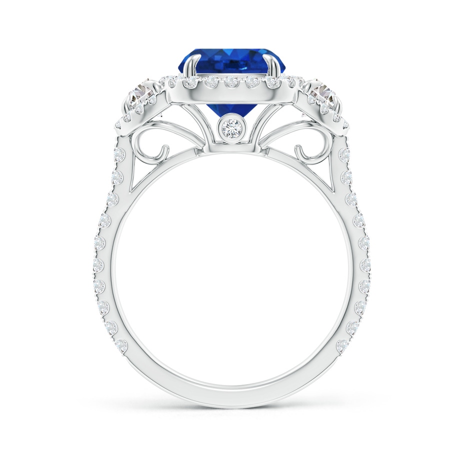 10x8mm AAA Cushion Blue Sapphire and Half Moon Diamond Halo Ring in P950 Platinum side 199