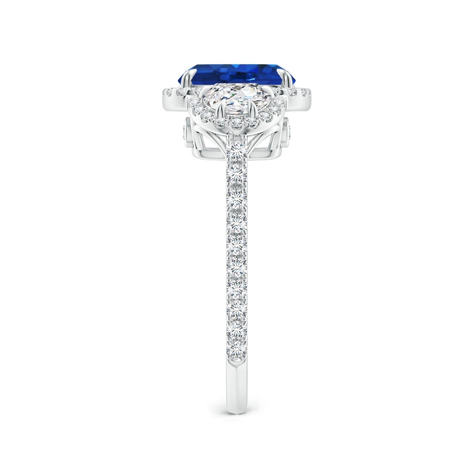 8x6mm AAA Cushion Blue Sapphire and Half Moon Diamond Halo Ring in White Gold side 299