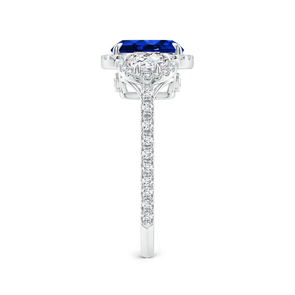 8x6mm AAAA Cushion Blue Sapphire and Half Moon Diamond Halo Ring in P950 Platinum side 299