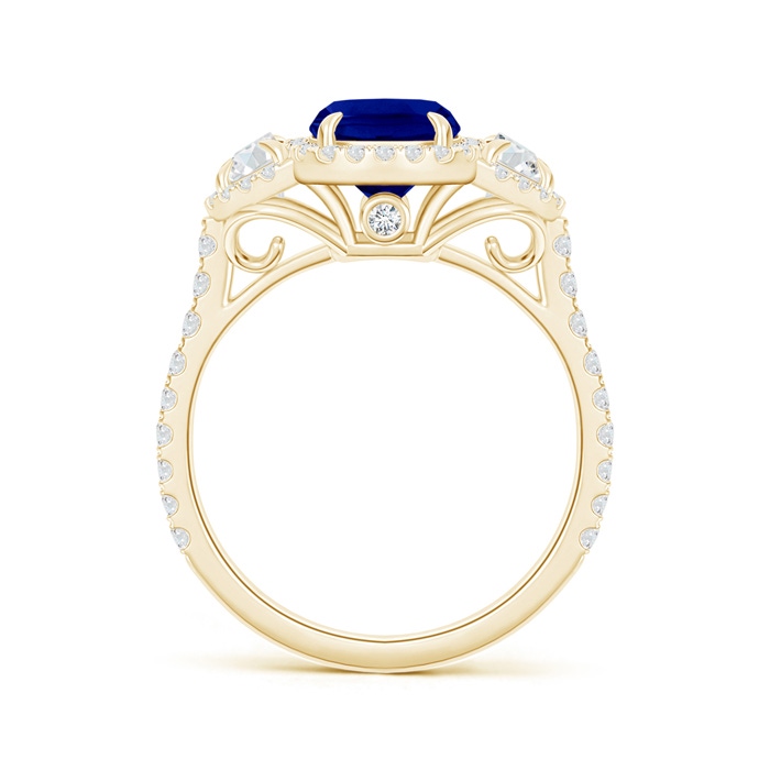 8x6mm Lab-Grown Cushion Blue Sapphire and Half Moon Diamond Halo Ring in Yellow Gold side 199