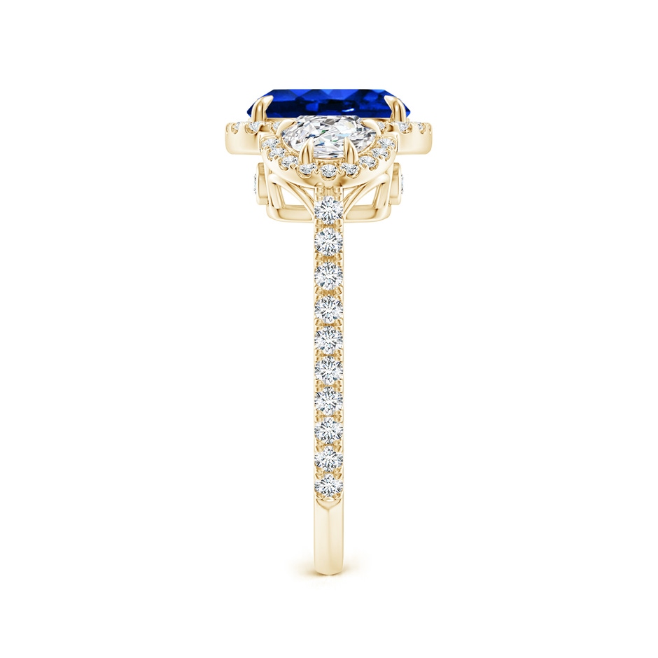 8x6mm Lab-Grown Cushion Blue Sapphire and Half Moon Diamond Halo Ring in Yellow Gold side 299