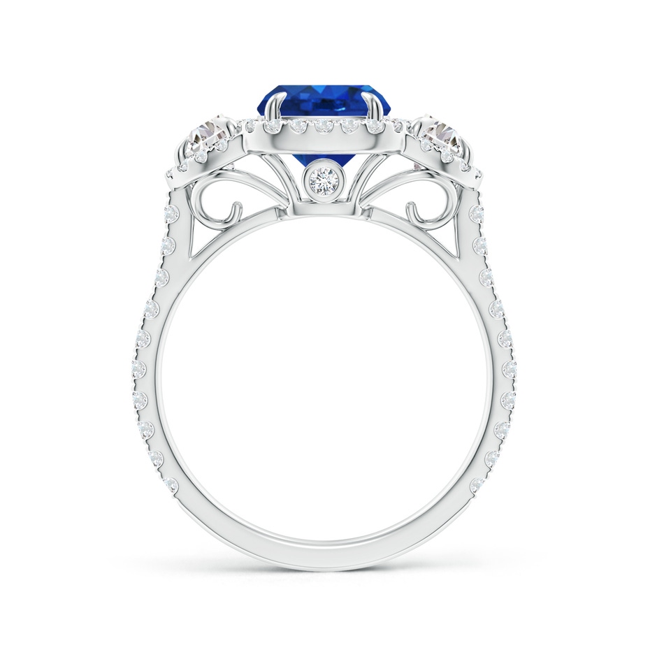 9x7mm AAA Cushion Blue Sapphire and Half Moon Diamond Halo Ring in White Gold side 199
