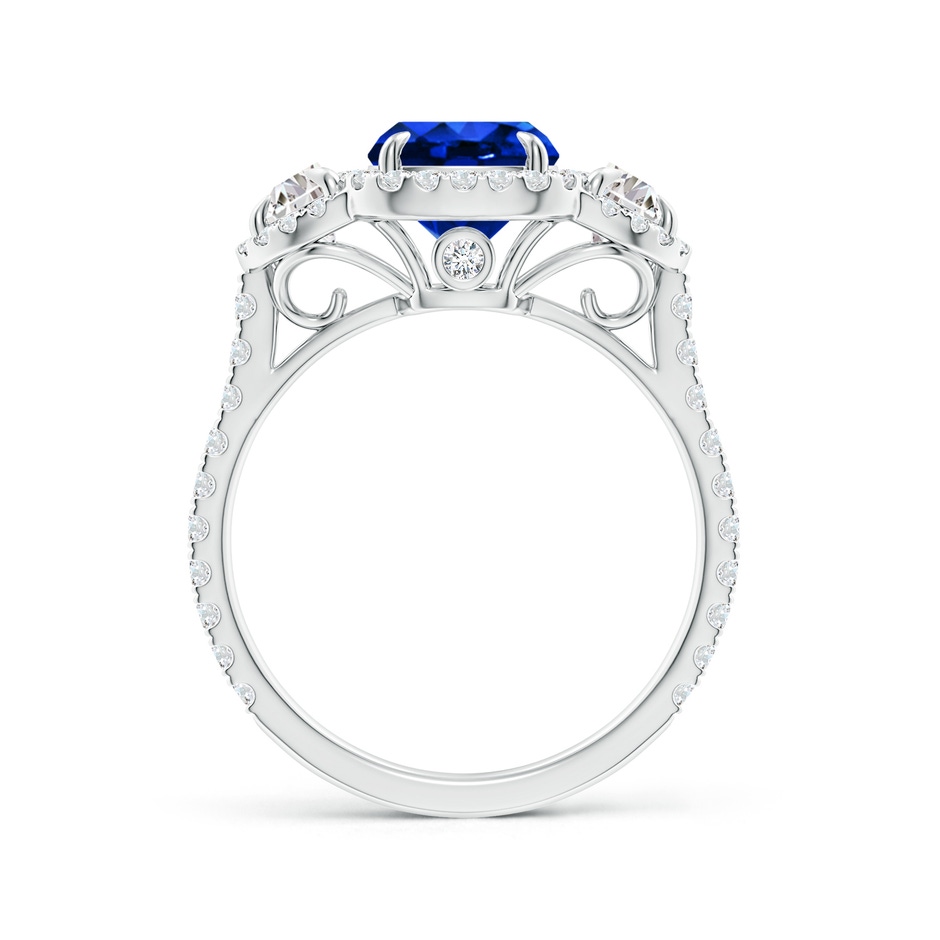 9x7mm Lab-Grown Cushion Blue Sapphire and Half Moon Diamond Halo Ring in White Gold side 199