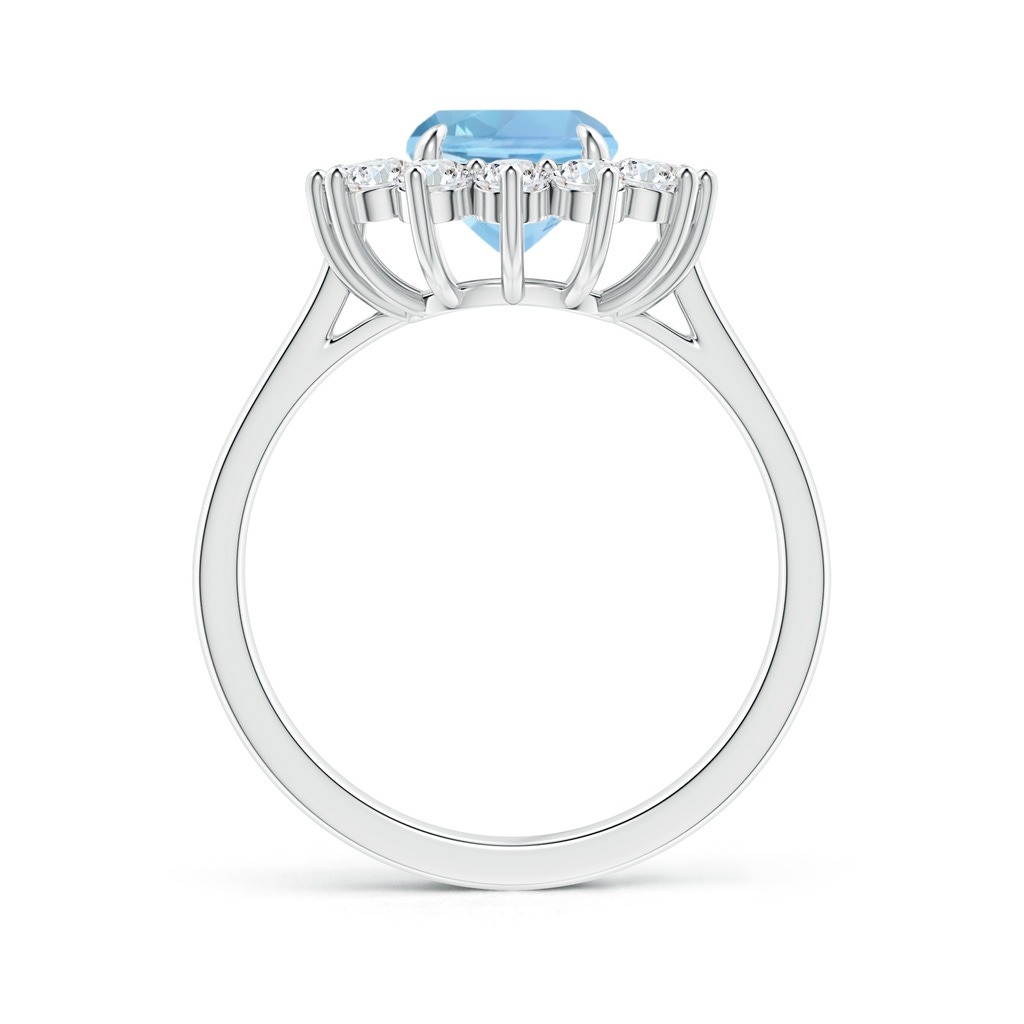 9x7mm AAAA Rectangular Cushion Aquamarine Ring with Diamond Floral Halo in White Gold Side 199