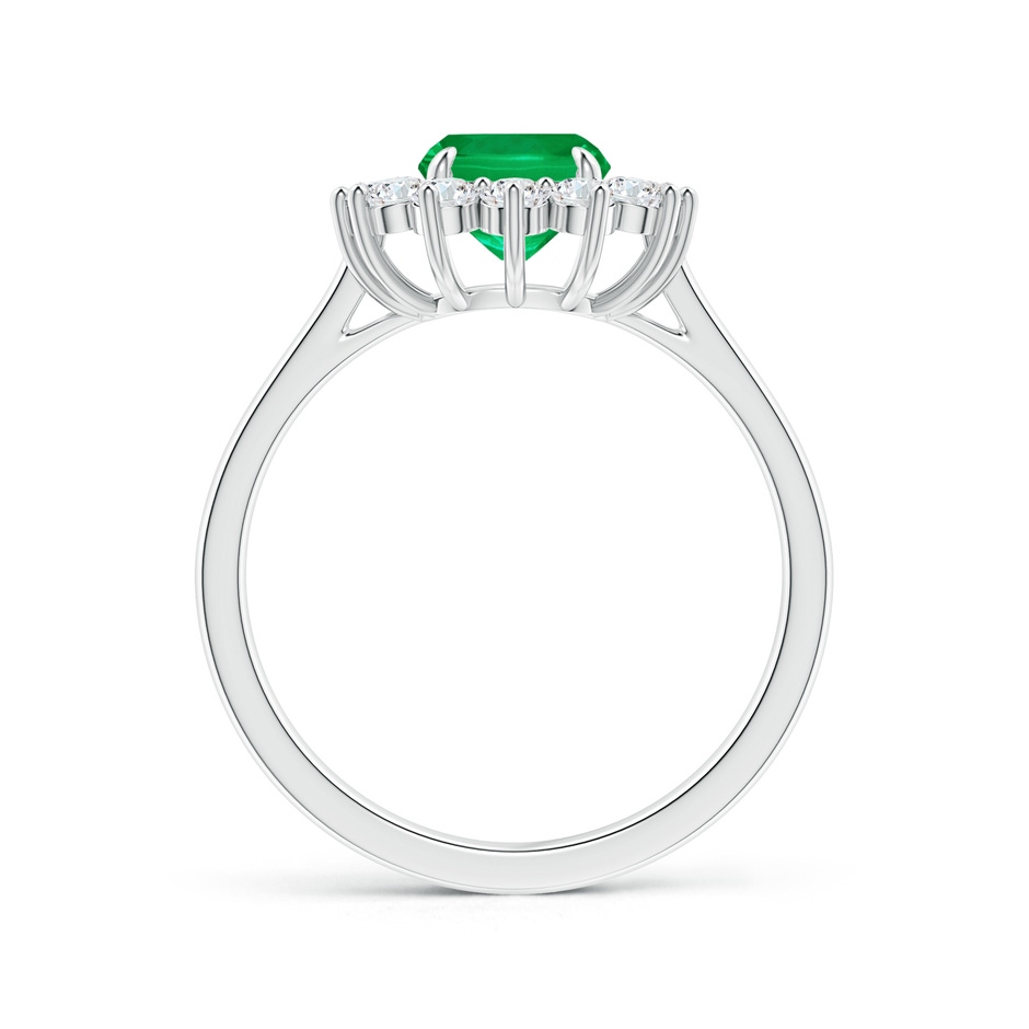 8x6mm AAA Cushion Cut Emerald and Diamond Floral Ring with Claw Set in White Gold side-1