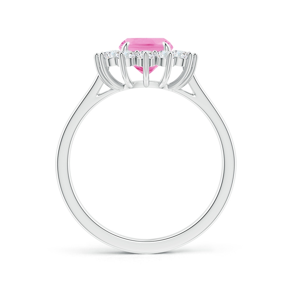 8x6mm AA Cushion Pink Sapphire and Diamond Floral Ring with Claw Set in White Gold side-1