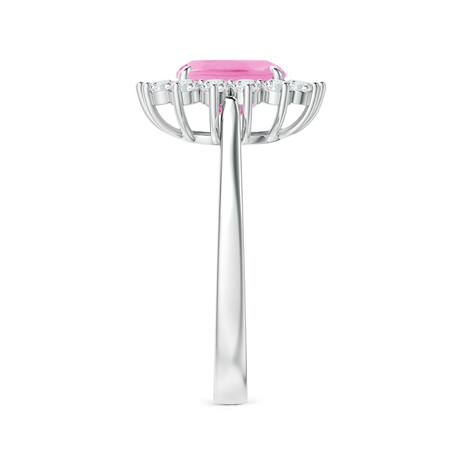 8x6mm AA Cushion Pink Sapphire and Diamond Floral Ring with Claw Set in White Gold side-2