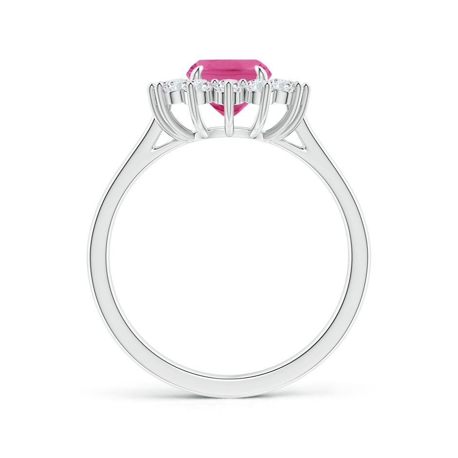 8x6mm AAA Cushion Pink Sapphire and Diamond Floral Ring with Claw Set in P950 Platinum side-1