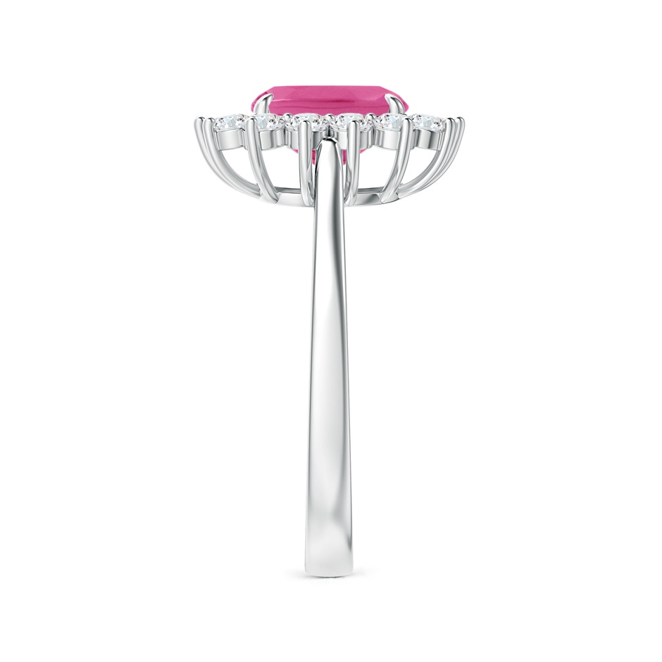 8x6mm AAA Cushion Pink Sapphire and Diamond Floral Ring with Claw Set in P950 Platinum side-2