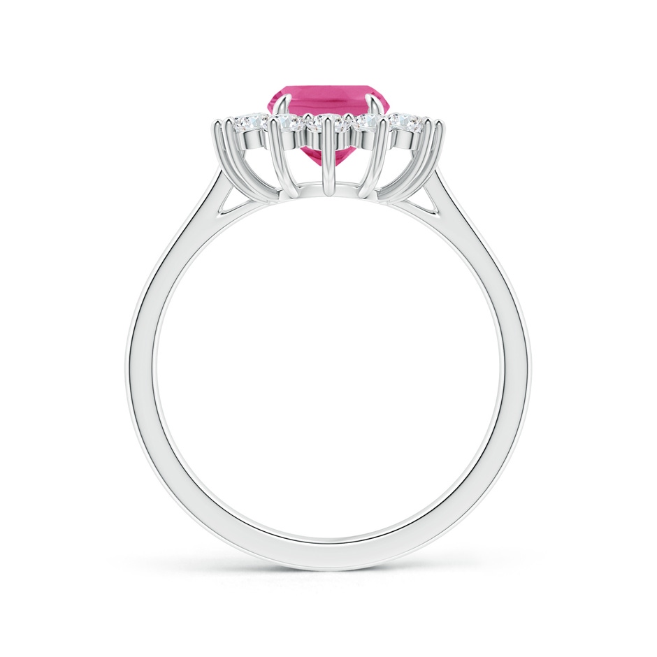 8x6mm AAA Cushion Pink Sapphire and Diamond Floral Ring with Claw Set in White Gold side-1