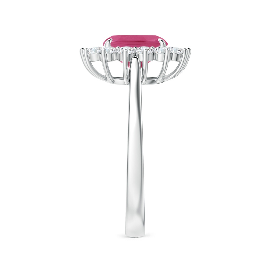 8x6mm AAAA Cushion Pink Sapphire and Diamond Floral Ring with Claw Set in P950 Platinum side-2