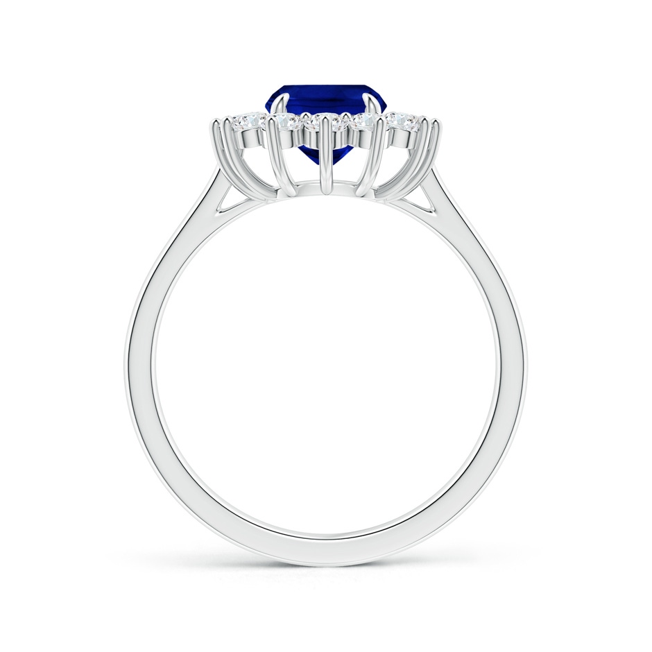 8x6mm Lab-Grown Cushion Sapphire and Diamond Floral Ring with Claw Set in White Gold side-1