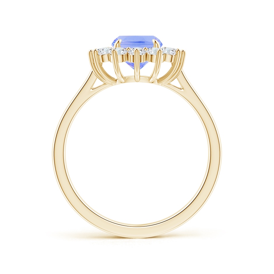 8x6mm A Cushion Tanzanite and Diamond Floral Ring with Claw Set in Yellow Gold side 199