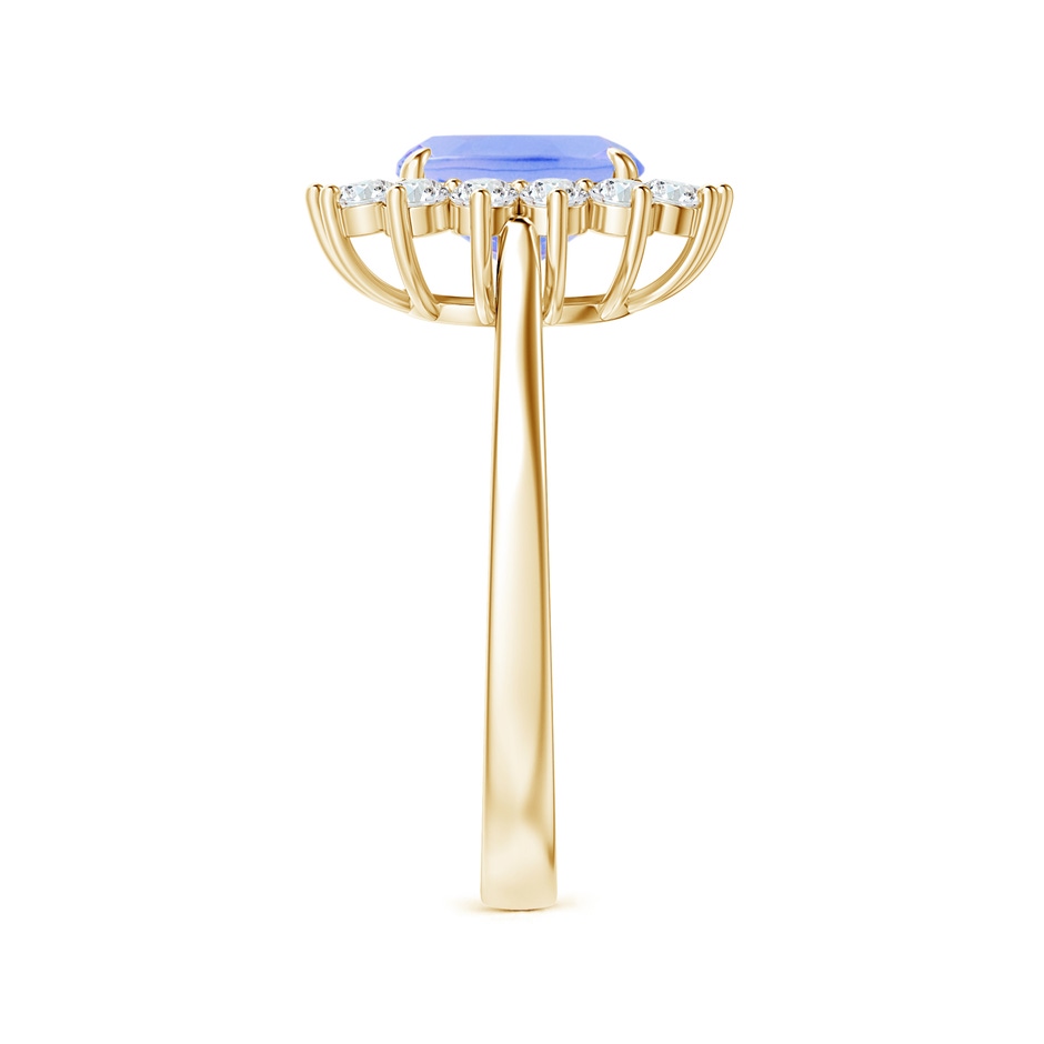 8x6mm A Cushion Tanzanite and Diamond Floral Ring with Claw Set in Yellow Gold side 299