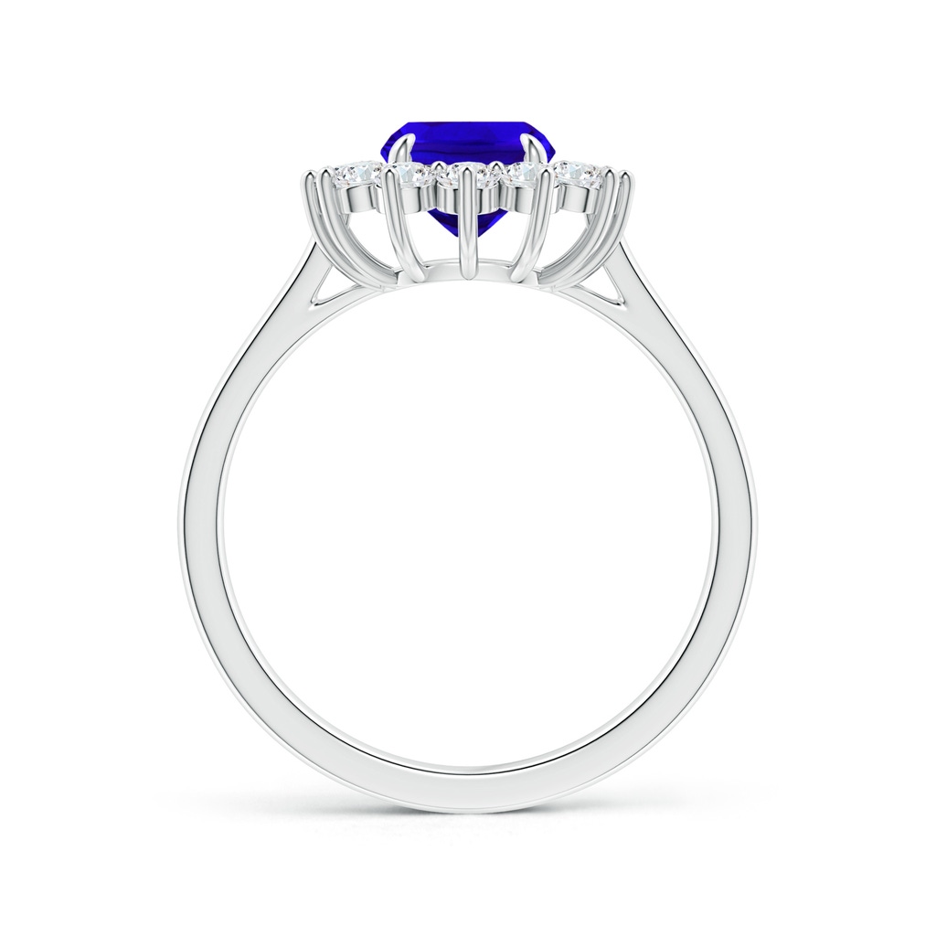 8x6mm AAAA Cushion Tanzanite and Diamond Floral Ring with Claw Set in White Gold Side 199