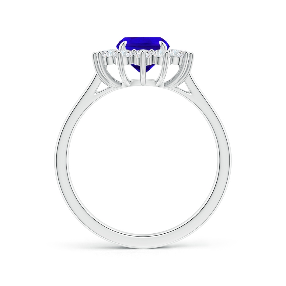 8x6mm AAAA Cushion Tanzanite and Diamond Floral Ring with Claw Set in White Gold side 199