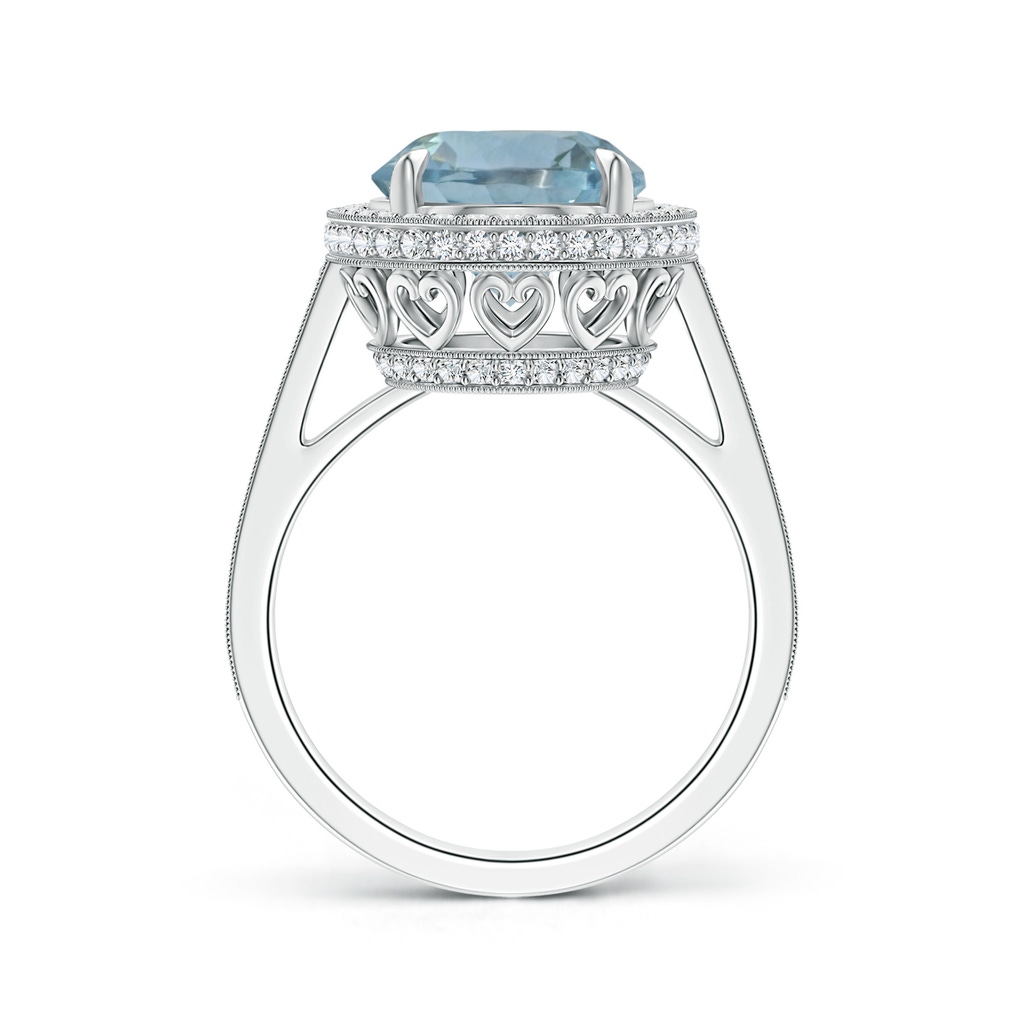 10.17x10.08x5.85mm AAA GIA Certified Aquamarine Cathedral Halo Ring with Milgrain in White Gold - side 199