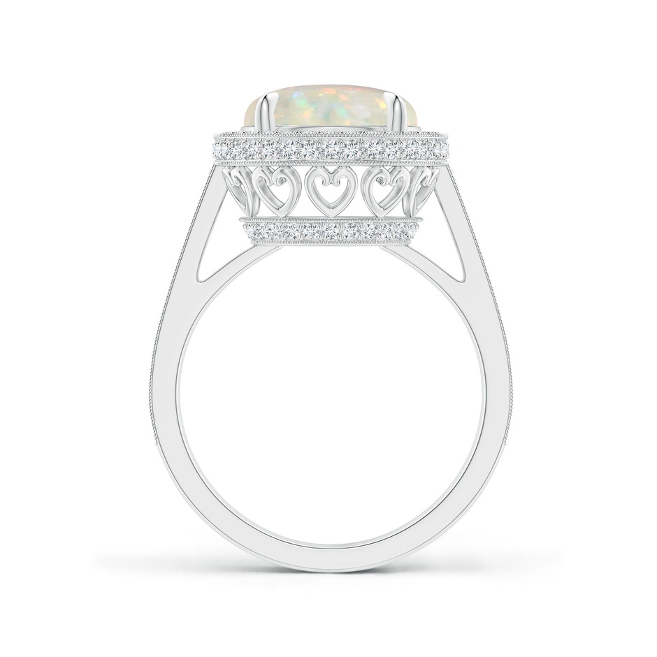 10mm AAA Cathedral Style Opal Cocktail Halo Ring with Milgrain in P950 Platinum side 1