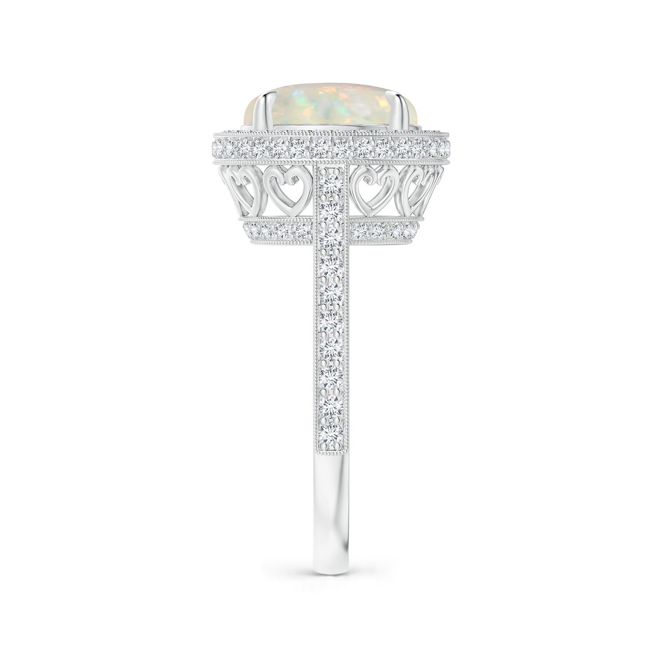 10mm AAA Cathedral Style Opal Cocktail Halo Ring with Milgrain in P950 Platinum side 2