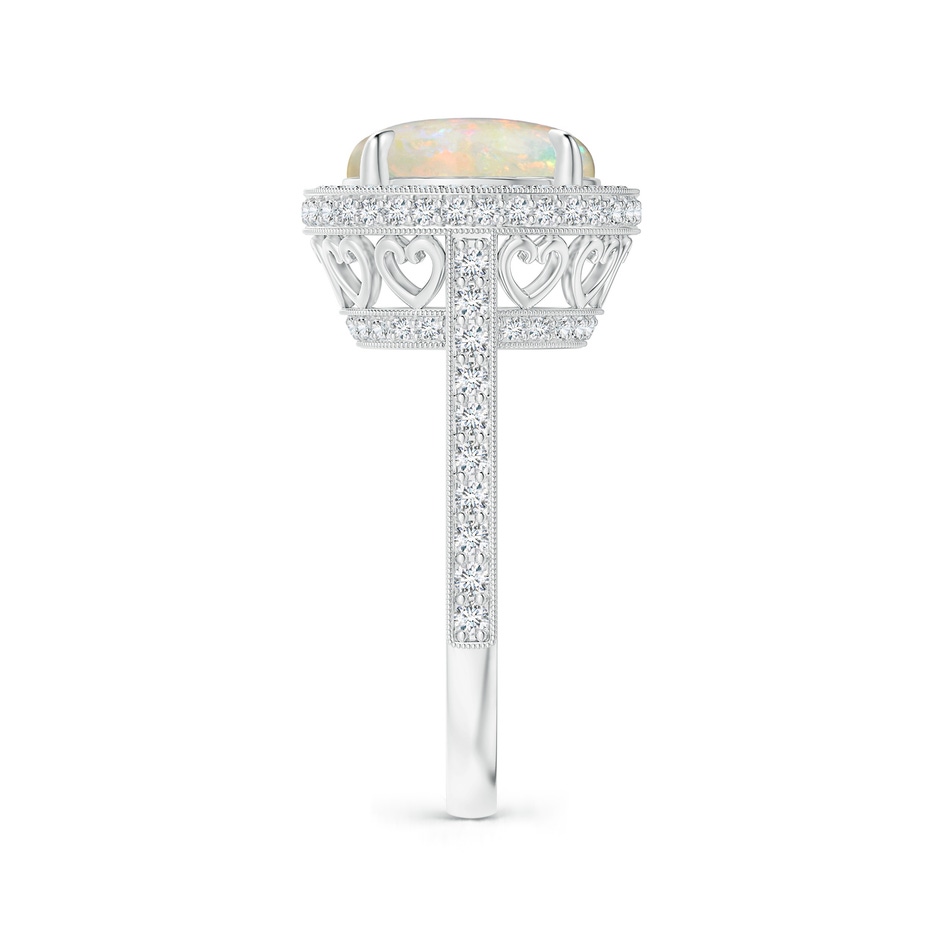10mm AAAA Cathedral Style Opal Cocktail Halo Ring with Milgrain in White Gold side 2