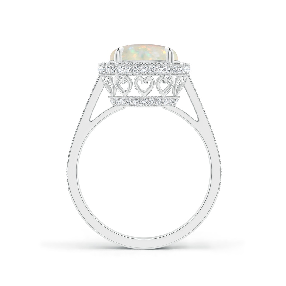 9mm AAA Cathedral Style Opal Cocktail Halo Ring with Milgrain in P950 Platinum side 1