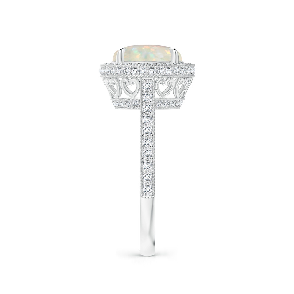 9mm AAA Cathedral Style Opal Cocktail Halo Ring with Milgrain in P950 Platinum side 2
