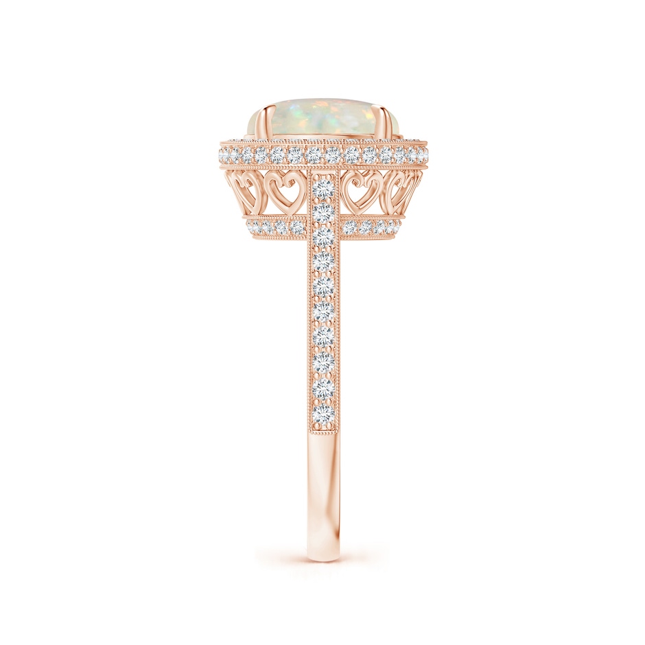9mm AAA Cathedral Style Opal Cocktail Halo Ring with Milgrain in Rose Gold side 2