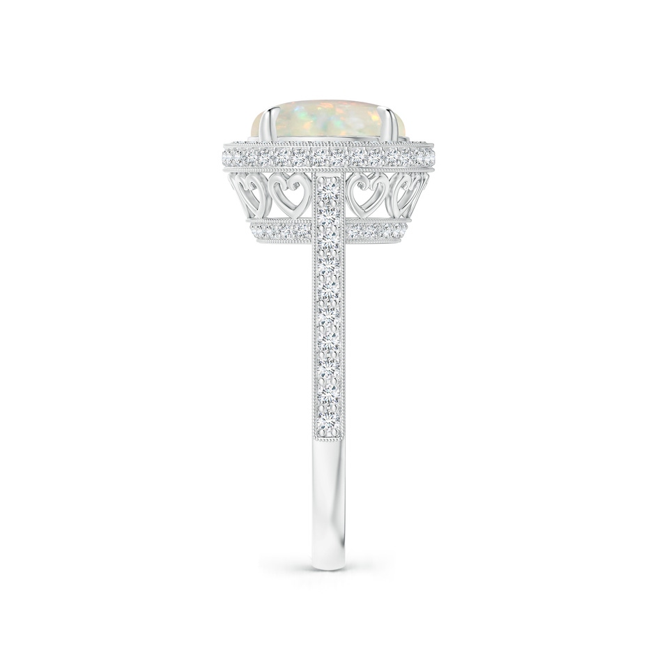 9mm AAA Cathedral Style Opal Cocktail Halo Ring with Milgrain in White Gold side 2