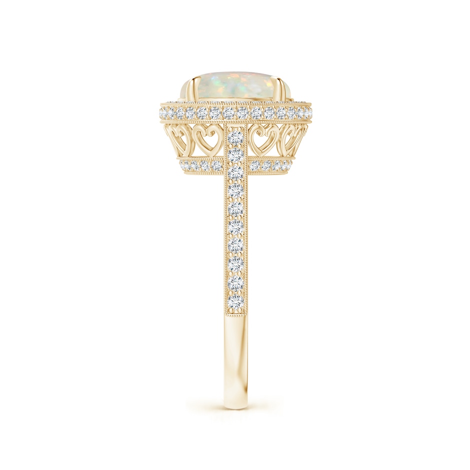 9mm AAA Cathedral Style Opal Cocktail Halo Ring with Milgrain in Yellow Gold side 2