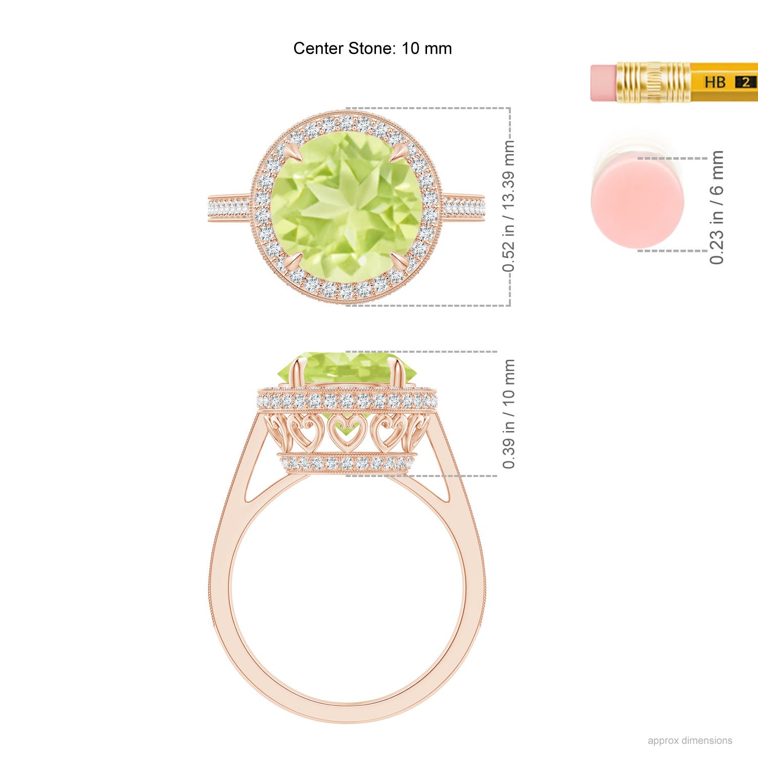 A - Peridot / 4.2 CT / 14 KT Rose Gold