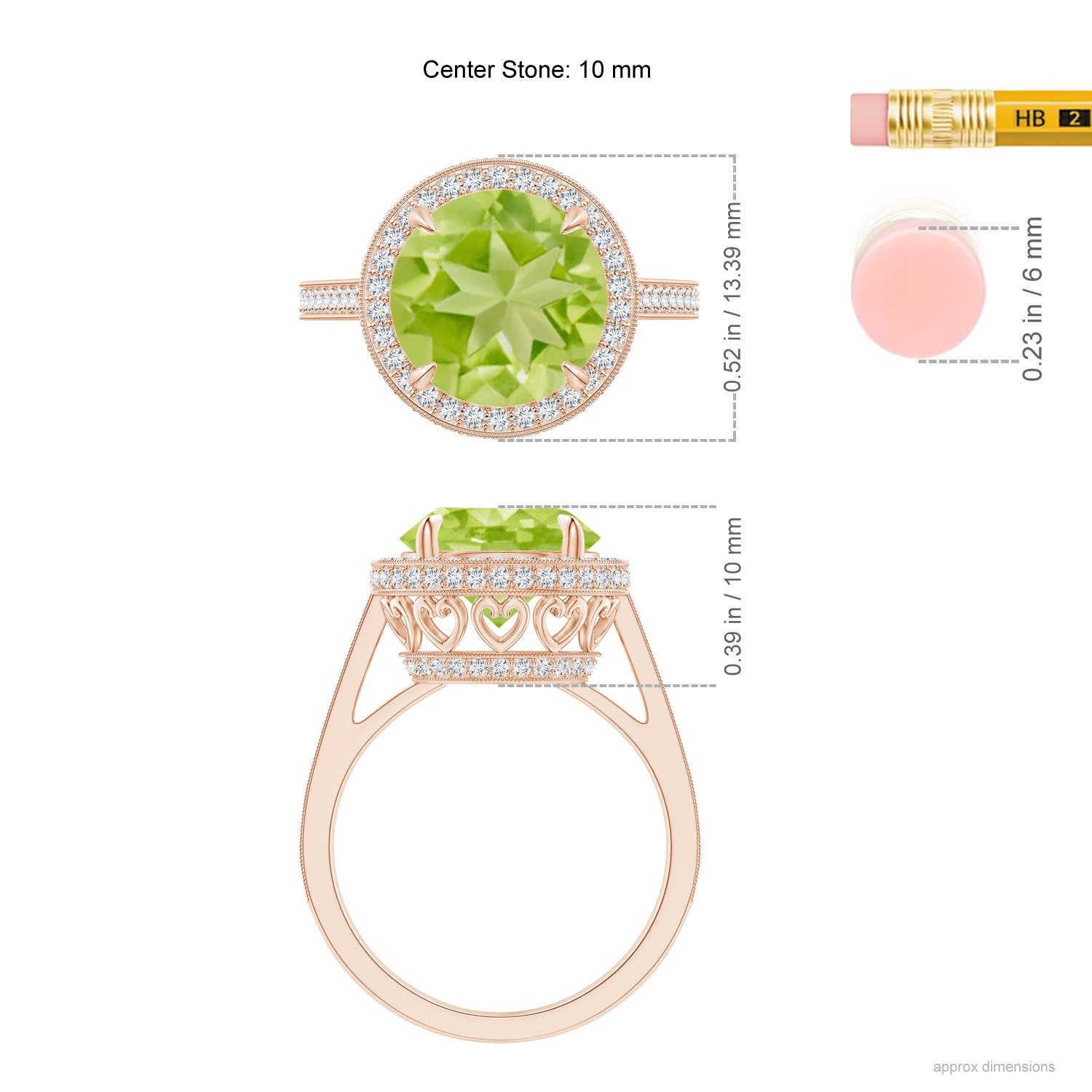 AA - Peridot / 4.2 CT / 14 KT Rose Gold