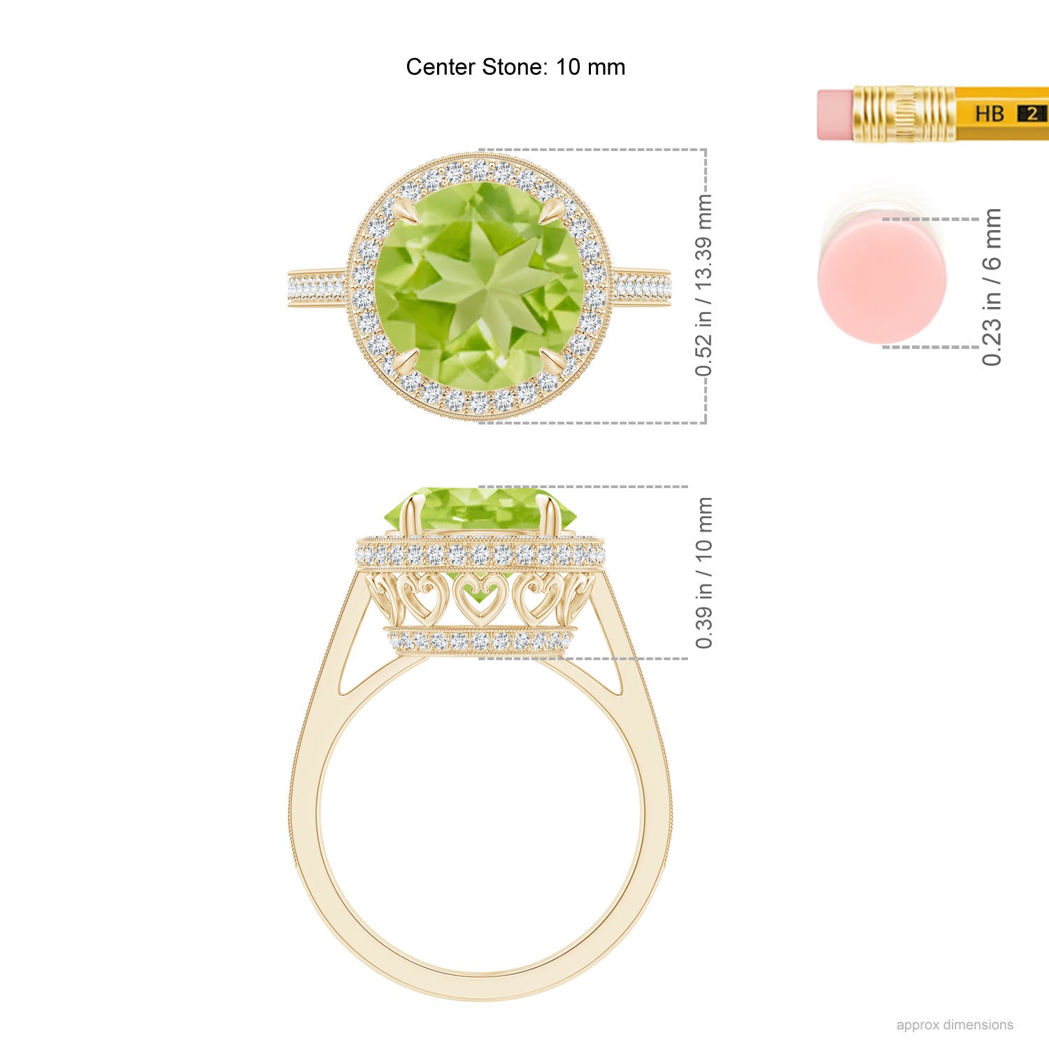 AA - Peridot / 4.2 CT / 14 KT Yellow Gold