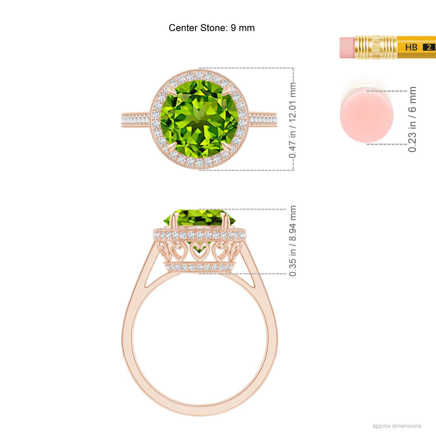 AAAA - Peridot / 3.54 CT / 14 KT Rose Gold