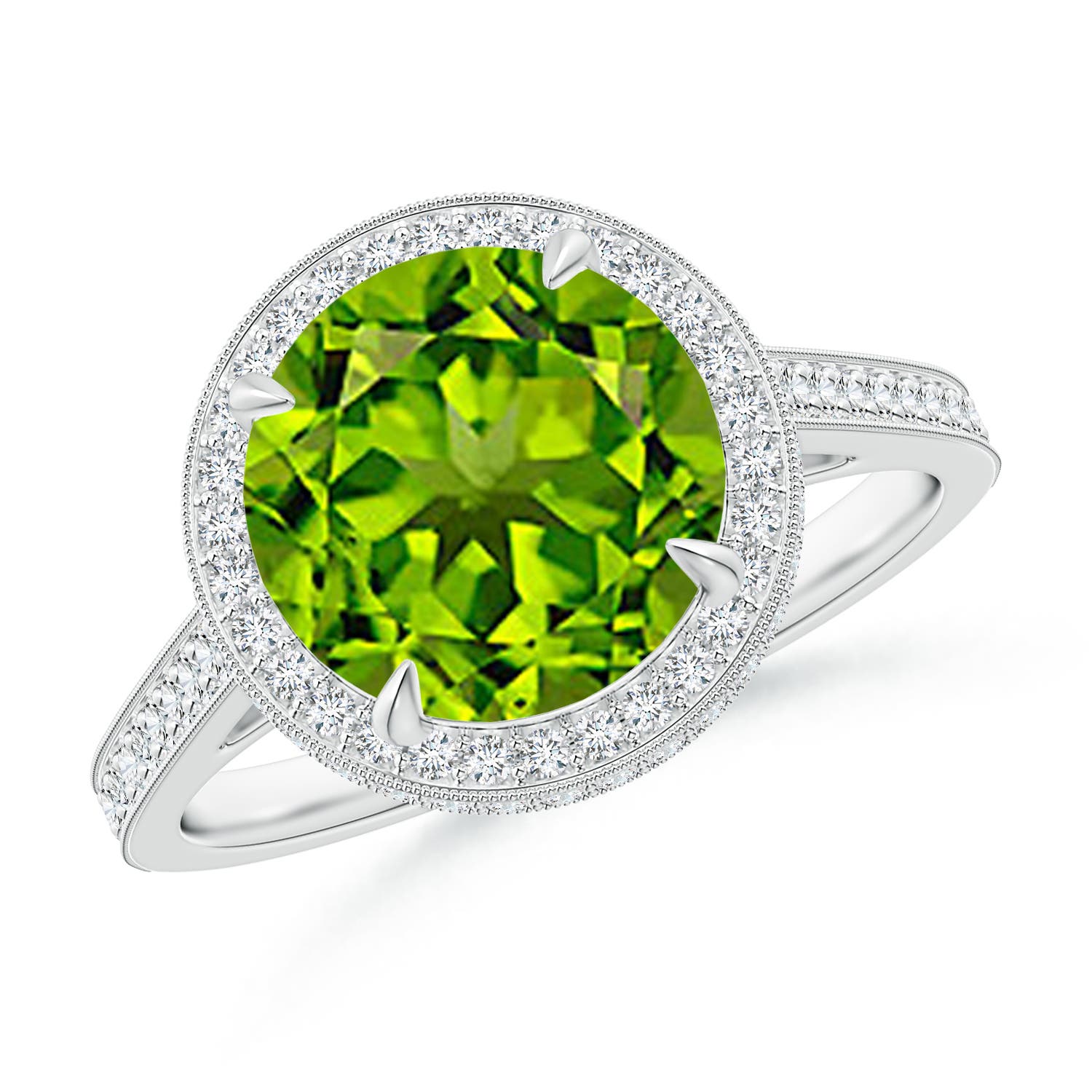 AAAA - Peridot / 3.54 CT / 14 KT White Gold