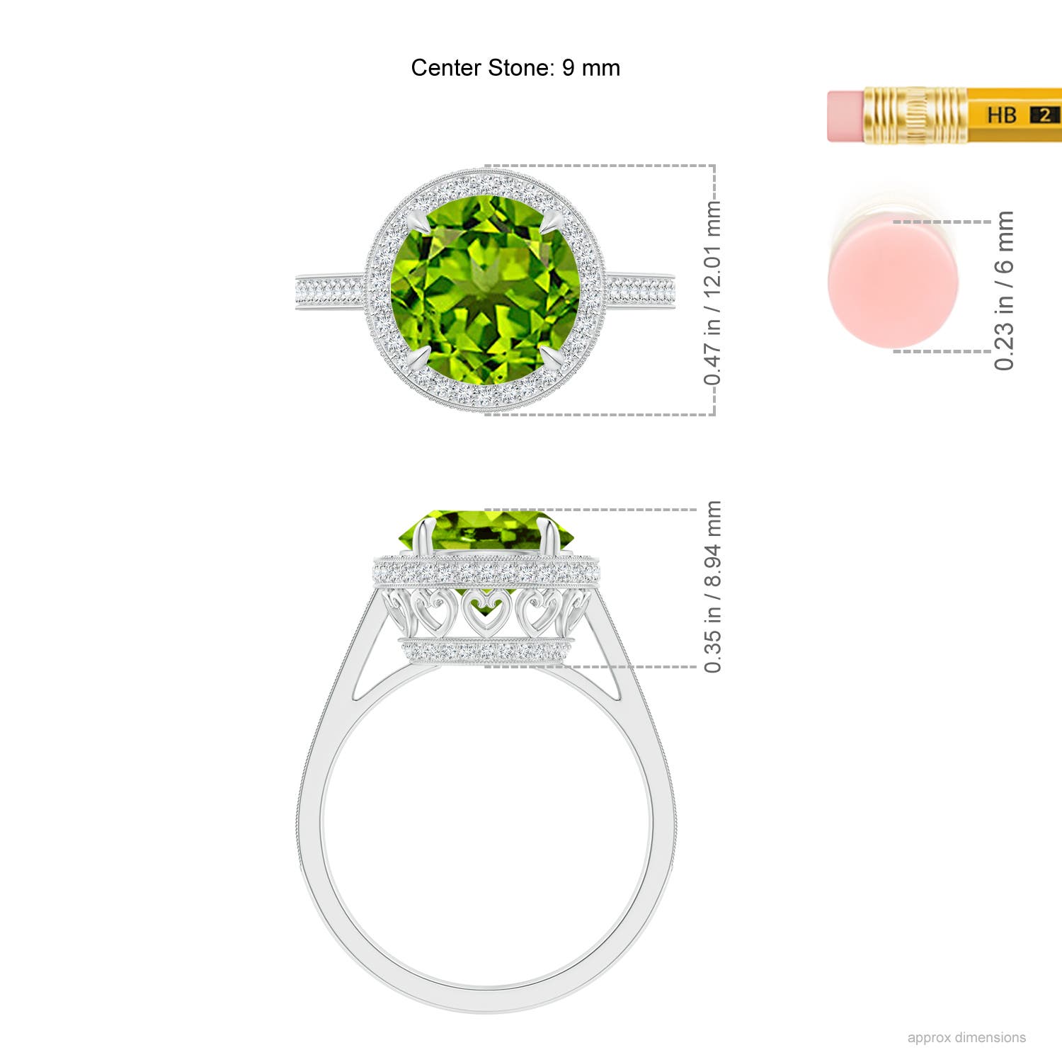 AAAA - Peridot / 3.54 CT / 14 KT White Gold