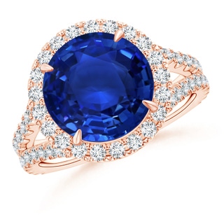 11.80-12.00x5.62mm AAA Round GIA Certified Ceylon Sapphire Split Shank Ring in 18K Rose Gold